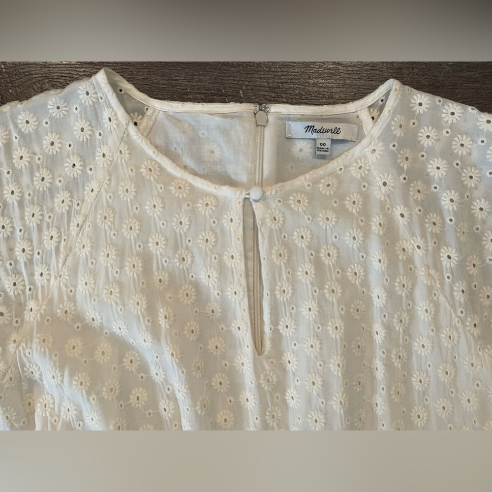 Madewell Eyelet Tassel-Tie Mini Dress in Cream Size 00 Like New Condition - Picture 4 of 8